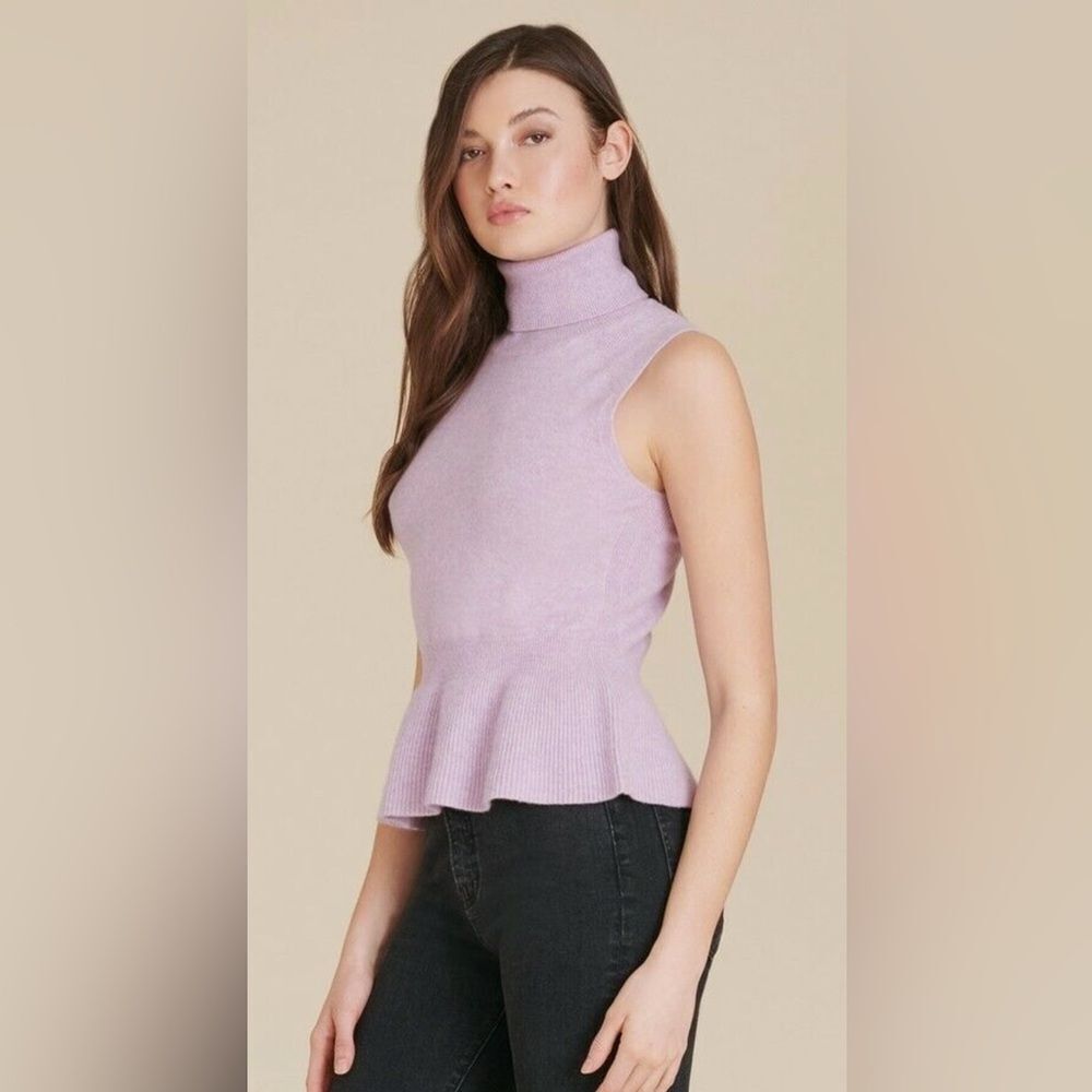 Veronica Beard 'Noor' Sleeveless Purple Cashmere Turtleneck Size M